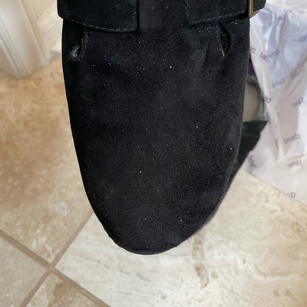 David Tate Black Suede Slip-On Shoes 7ww extra wide - Picture 3 of 7